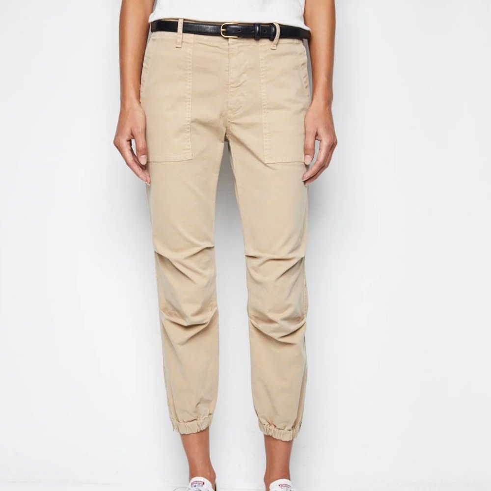NILI LOTAN CROPPED FRENCH MILITARY PANT IN KHAKI SAND SZ 6